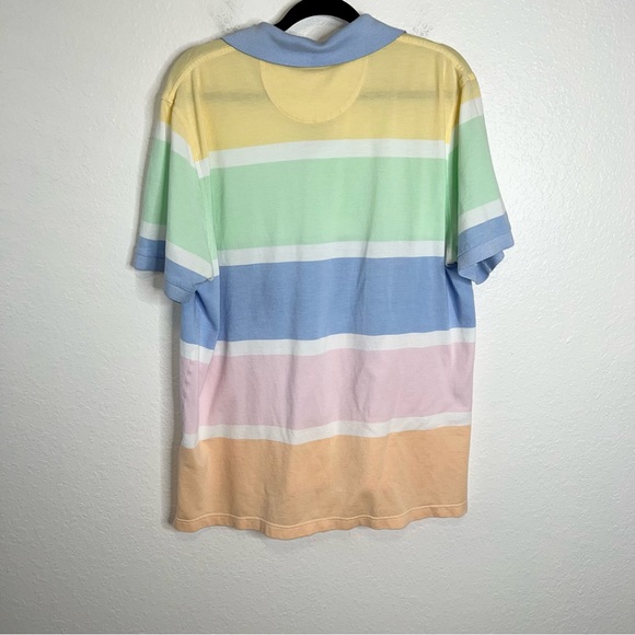Brooks Brothers Men XL Stripe Cotton Polo Rugby Shirt Short Sleeve Pastel B11 - Picture 5 of 7